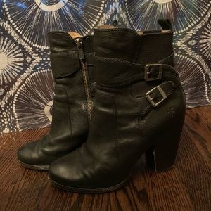FRYE Strapped High Heel Booties (8.5)